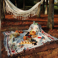 野餐布墊防水公園草地網紅露營野餐墊便攜加厚春游野營名族風蓋毯