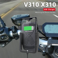 Motorcycle Cellphone Holder V310 X310 Phone Support USB Charger for Zontes G1 125 R310 T2-310 T310 Z2-125 GK350 310R 310T 125U