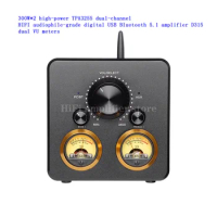300W*2 high-power TPA3255 dual-channel HIFI audiophile-grade digital power amplifier D315, USB Bluetooth 5.1, dual VU meters