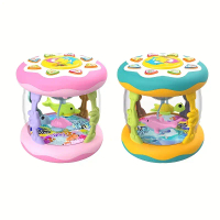 12-18 months baby girl toy gift, 8-light pink tummy time ocean rotating luminous musical instrument,