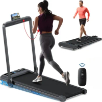 Walking Pad Under Desk Treadmill 2 in 1 Folding Incline Treadmill 2.5HP Quiet Portable Foldable with 300lbs Capacity LED Screen