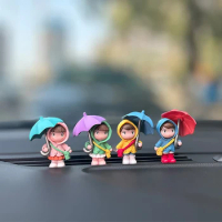 Cute Umbrella Couple Car Interior Decoration Action Figures Auto Rearview Mirror Dashboard Ornaments For Car Accessories