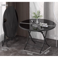 家用小戶型圓形折疊餐桌(鋼化玻璃面)(尺寸:展開90*72*58*66CM,折疊110*20CM)