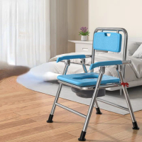 Install-Friendly Commode Chair Foldable Stable Toilet Assistant Easy Use Convenient Bathroom Helper Easy-To-Assemble Commode