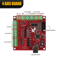 Breakout board CNC USB MACH3 4AXIS Controller Card Support Stepper and Servo Motor 100Khz With USB Cable software on the CD