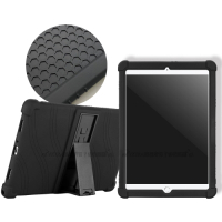 VXTRA iPad 10.2吋 / iPad Air/Pro 10.5吋 共用 全包覆矽膠防摔支架軟套 保護套(黑)
