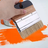 2024 New Wide Flat Chalk Paint Wax Brush Ergonomic Wood Handle Natural Bristle Brushes