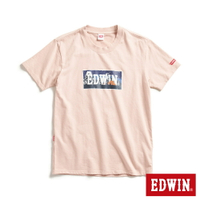 EDWIN 露營系列 富士山腳營地LOGO印花短袖T恤-男款 淡粉紅