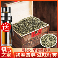年新茶明前碧螺春綠茶特級單芽高山濃香型茶葉散裝禮盒裝500g