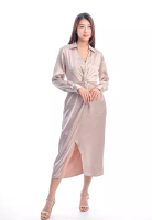 East India Company East India Company - Laurie - Satin Draped Midi Dress