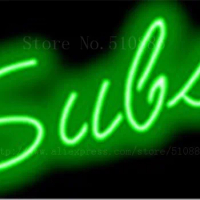 Subs NEON SIGN REAL GLASS BEER BAR PUB LIGHT SIGNS store display Packing Food Bulbs Diet Dinning pizza Advertising Lights 17*14"