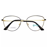Oppaglasses Frame Kacamata Korea Pria Wanita OP07 BLGD Black Gold Oval Cat Eye