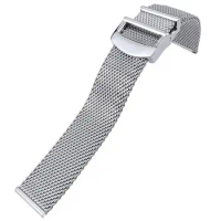 PCAVO Stainless Steel Woven Mesh Watchband 20mm 21mm 22mm Fit for IWC Le Petit Prince Mark 18 Portofino Solid Watch Strap