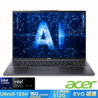 Acer 宏碁 Swift Go SFG16-72-59MH 16吋AI輕薄筆電(Core Ultra 5-125H/16GB/512GB/Win11)｜EVO認證
