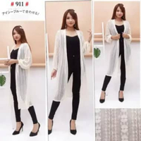 CARDIGAN BROKAT WANITA KONDANGAN OUTER BROKAT MALIKA LENGAN BALON All Size fit to XL PUTIH