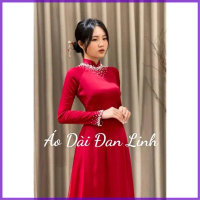 COD Áo dài cao cấp màu đỏ kết ngọc ,áo cưới ,cô dâu - Dài Đan Linh(A47)