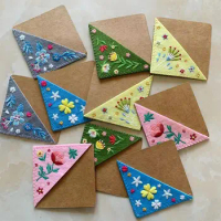 2PCS Flowers Embroidery Bookmarks Elegant Felt Flower Corner Paper Clip Learning Stationery Students Gift School Office Supplies