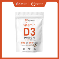 Thành phần vi lượng vitamin D3 & K2 với dầu dừa 300 viên nang mềm | Vitamin D3 10000iu/iu với vitami