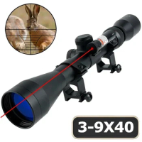 Tactical 3-9x40 Scopes with Laser Outdoors Shooting Rifle Scope Optical Sight Telescopic Hunting Riflescope Airsoft Scopes