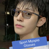 TR90 Photochromic Sport Myopia Glasses Ultralight Frame Anti Blue Light Outdoor Sunglasses Nearsighted Optical Eyeglasse Diopter