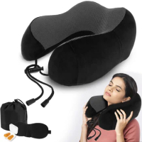 Memory Foam Neck Pillows Soft Travel Pillow Neck Pillow with Removable Cover Neck Cervical Airplane Pillow U Shaped Neck Cushion