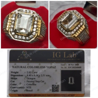 CINCIN NATURAL COLORLESS TOPAZ RING 7,5 PLUS MEMO IG Lab