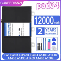 GUKEEDIANZI Replacement Battery Pad34 12000mAh For IPad 3 4 IPad3 IPad4 For IPad 4 A1403 A1416 A1430 A1433 A1459 A1460 A1389