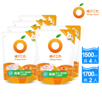 【橘子工坊】洗淨病毒升級版洗衣精補充包6件組(1500mlx4包 贈1700mlx2包)