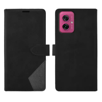 【Metal-Slim】Motorola Moto G55 時尚撞色前扣磁吸內層卡夾雙料皮套