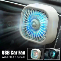 Car Air Outlet Fan Usb Cooling Fan Led Light Usb Table Automotive 3 Cooling Outlet Cooler Speed Fan Interior Air Conditione L6b9