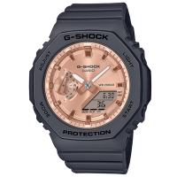 CASIO 卡西歐 G-SHOCK 八角形錶殼 粉紅金雙顯腕錶 母親節 禮物 42.9mm / GMA-S2100MD-1A