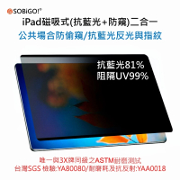 【SOBiGO!】iPad 抗藍光磁吸防窺片(10.2吋)