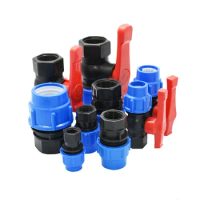 20/25/32/40/50mm Plastic Water Pipe Quick Connector Ball Valve With Female Thread 1/2" 3/4" 1" 1.2" 1.5" Coupler Repair 1Pcs