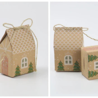 100Pcs/lot Newest Paper box gift of Christmas House Design Party Favor box for Christmas Gift bags and Candy box favors
