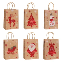 24pcs Christmas Paper Bags Christmas Treat Gift Bags Portable Durable for Retailers and Individuals Festive Gift Bags Wholesale