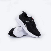 sepatu sekolah anak perekat Hitam putih velcro Fashion