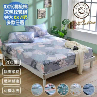 【Aibo】100%純棉床包枕套三件組(特大/多款任選)