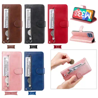 200pcs/Lot Flip Leather Phone Case For Samsung M33 A23 F23 M23 M13 A73 A33 A53 M53 M52 A32 M32 Zipper Wallet Cover Card Bags