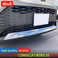 Front Bumper Lip Chrome Cover Trim For Toyota Corolla Cross 2021 Stainless Steel Metallic Silver Styling Car Exterior Accessorie