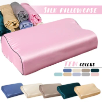 1 Pair Luxury Satin Pillowcase 30cmx50cm/40cmx60cm Pure Color Luxury Comfortable Memory Foam Pillow Cover