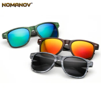 Trend Fashion Classic Wood Grain Sun Glasses Polarized Mirror Sunglasses Custom Made Myopia Minus Prescription Lens -1 to -6