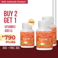 ซื้อ Myra E 400 I.U 30s จำนวน 2 ขวด รับฟรี Myra E 400 I.U 30s 1 ขวด (ประหยัด 390 บาท)