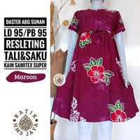 Daster ABG Sunan Mini Dress Batik Pekalongan Cap Cantik Adem Baju Dinas Maroon