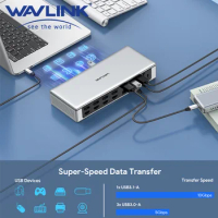 WAVLINK DisplayLink USB C Docking Station Dual/Triple/Quad 4K 19-In-1 10Gbps Data Transfer For M1 M2 Mac &amp; Windows Laptops