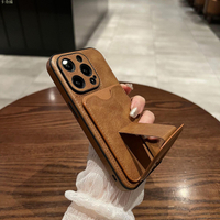 適用於折疊支架皮質卡包iphone14pro手機殼蘋果13proMax商務風i12保護套