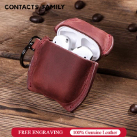Leather Case For AirPods 2 1 Case Earphones Accessories Anti-lost Key Ring Protective Headphone Cover For Apple Air Pods Case