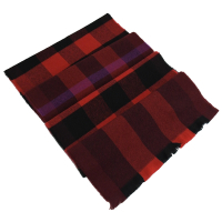 BURBERRY 經典英倫格紋流蘇羊毛長圍巾(紅黑)