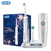 Oral B Pro4000 Ultrasonic Electric Toothbrush Rechargeable 3D Teeth Whitening Stain Removal Waterpro