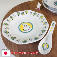 asdfkitty*日本製 MOOMIN嚕嚕米 陶瓷八角盤附湯匙-炒飯盤/餐盤-可微波-可機洗-正版