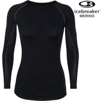 Icebreaker ZONE BF200 女款 網眼透氣保暖長袖上衣/美麗諾羊毛排汗衣 104426 001 黑色